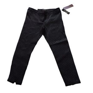Dallia Collection Pants Women 2 Black Chevron Texture Skinny Leg Low Rise Casual